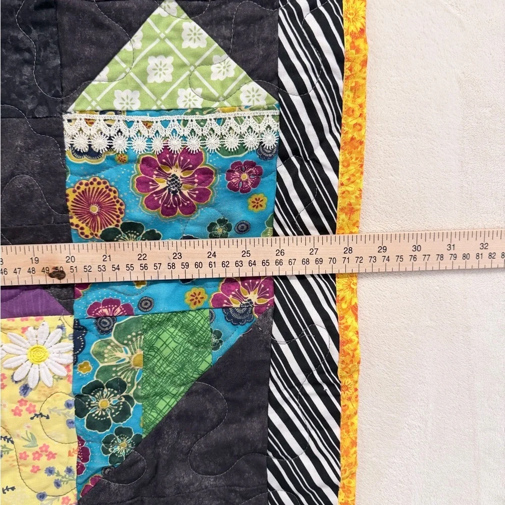 Handmade Patchwork Lap Quilt Blanket Wall Tapestry Boho